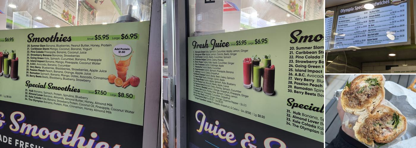Olympia Star Deli and Juice Menu