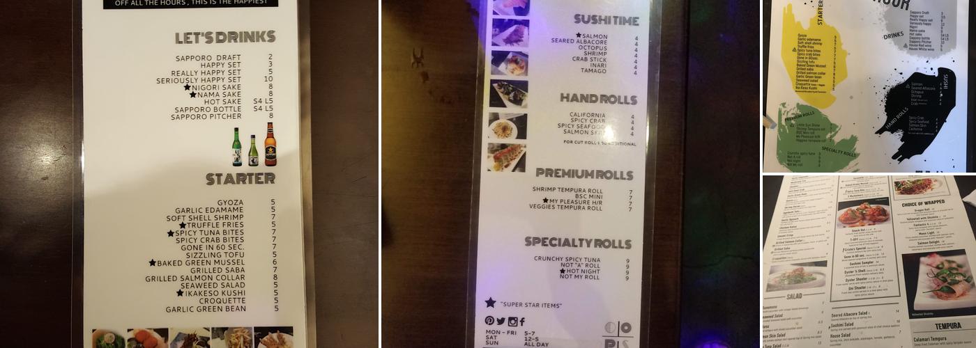 Oops! Sushi & Sake Bar Menu
