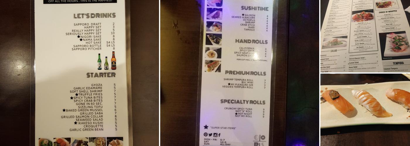 Oops! Sushi & Sake Bar Menu