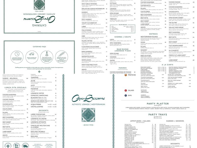 Open Sesame Menu