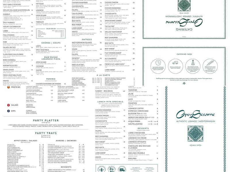 Open Sesame Menu