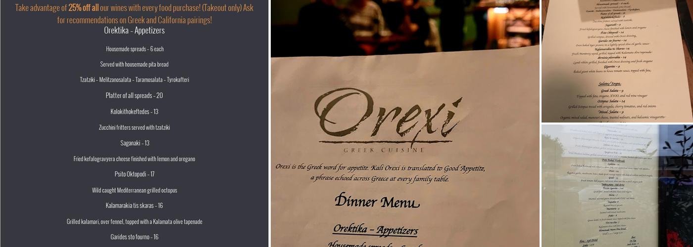 Orexi Menu