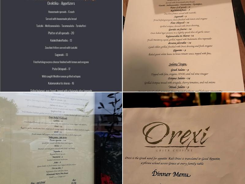 Orexi Menu