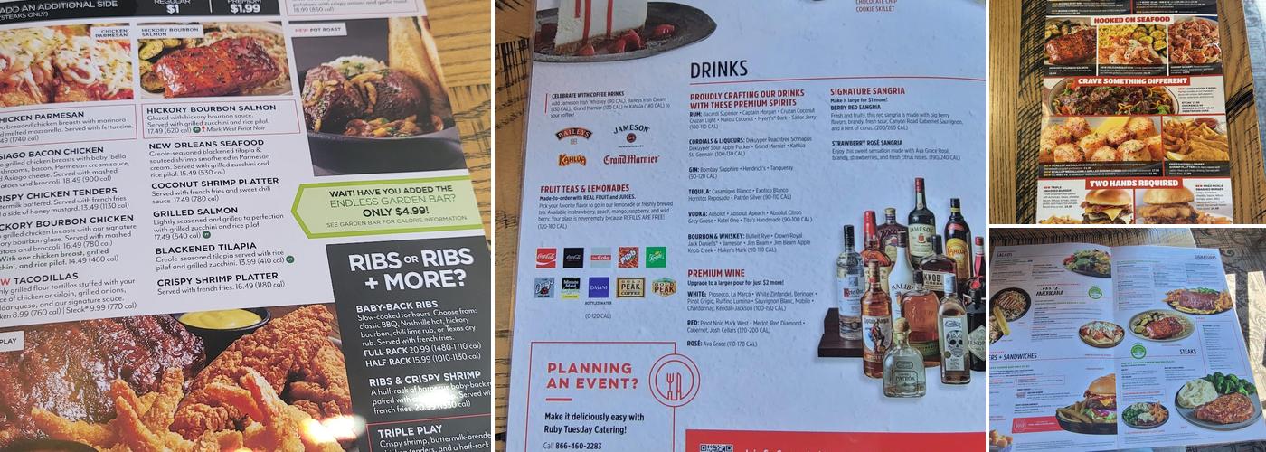 Ruby Tuesday Menu