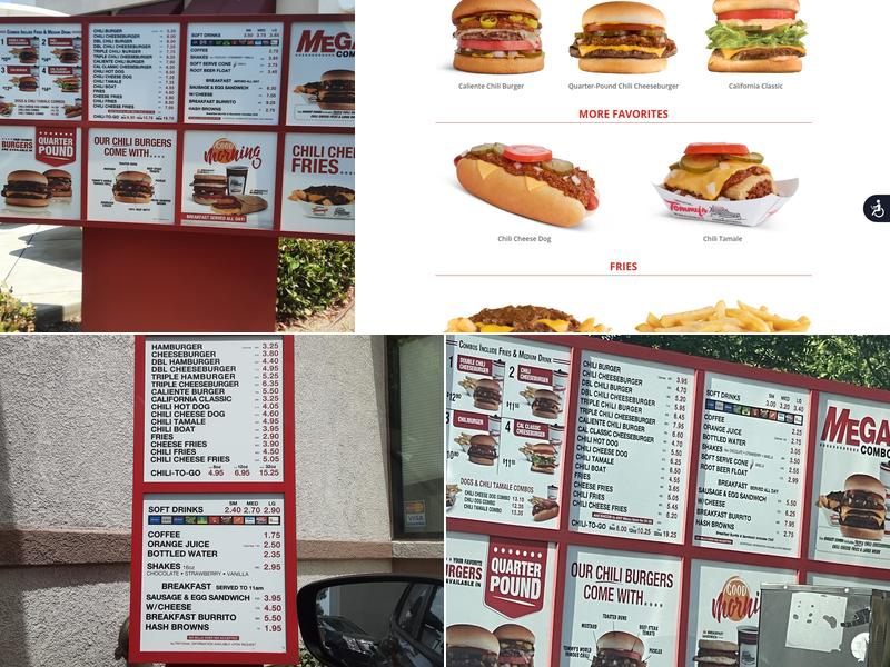 Original Tommy's World Famous Hamburgers Menu