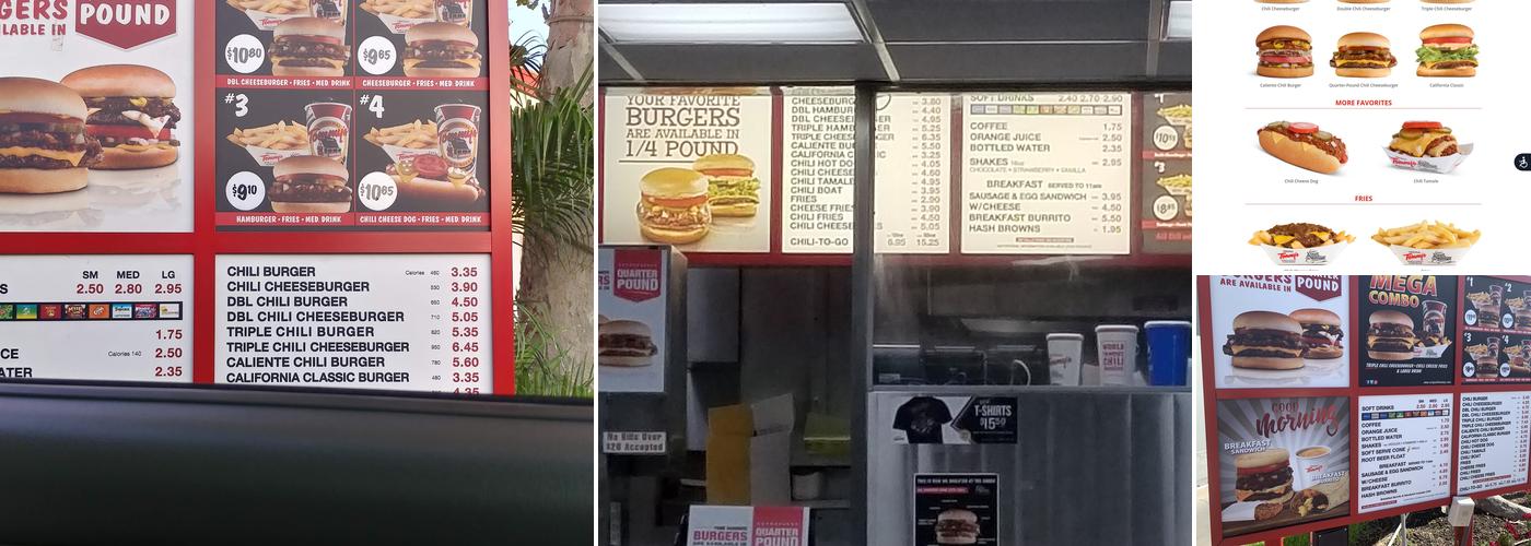 Original Tommy's World Famous Hamburgers Menu