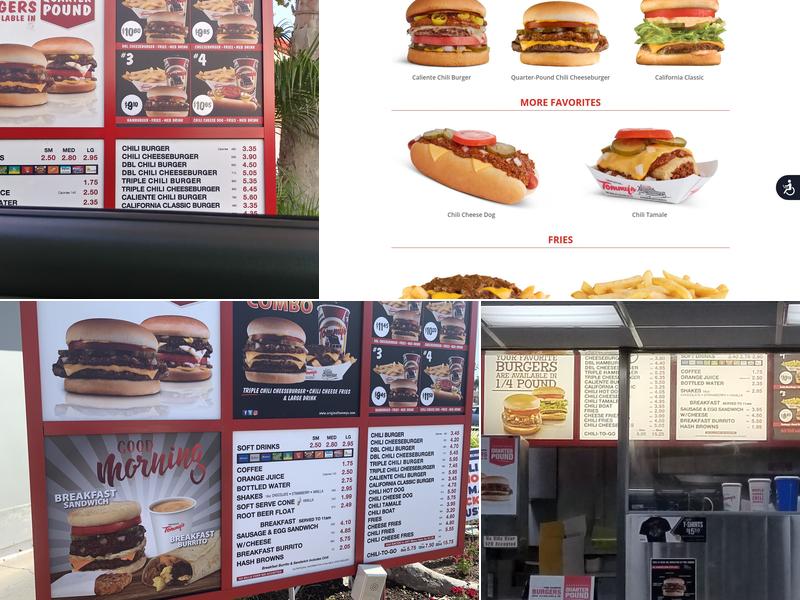 Original Tommy's World Famous Hamburgers Menu