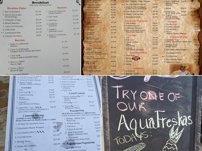 Orozco's de Ventura Menu