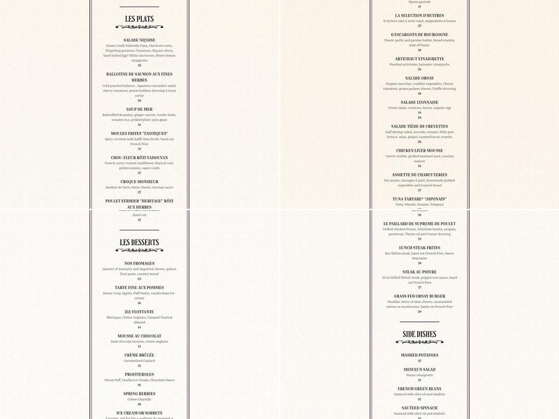Orsay Menu