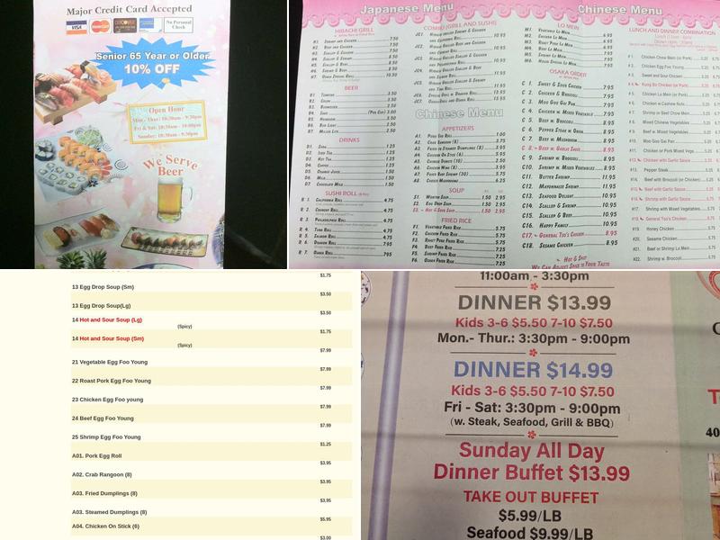 osaka hibachi & sushi buffet Menu