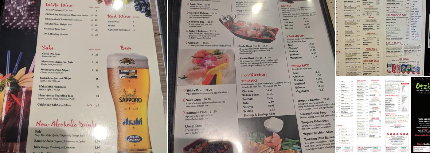 Otake Sushi Bistro Menu