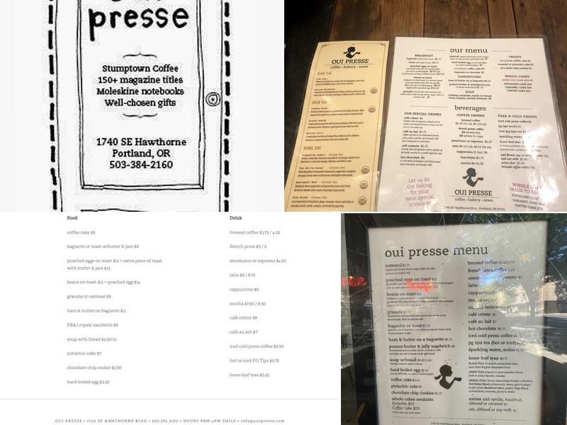 Oui Presse Menu