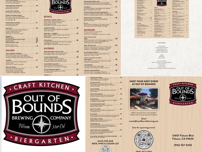 Out of Bounds Craft Kitchen and Biergarten Menu