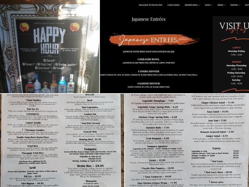 Pacific Rim Menu