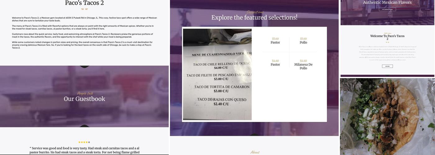 Paco's Tacos 2 Menu