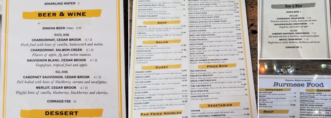 Pagan Restaurant Menu