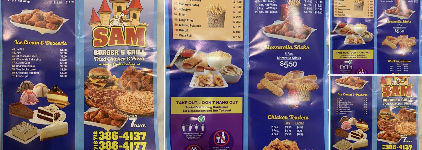 Sam Burger & Grill Menu