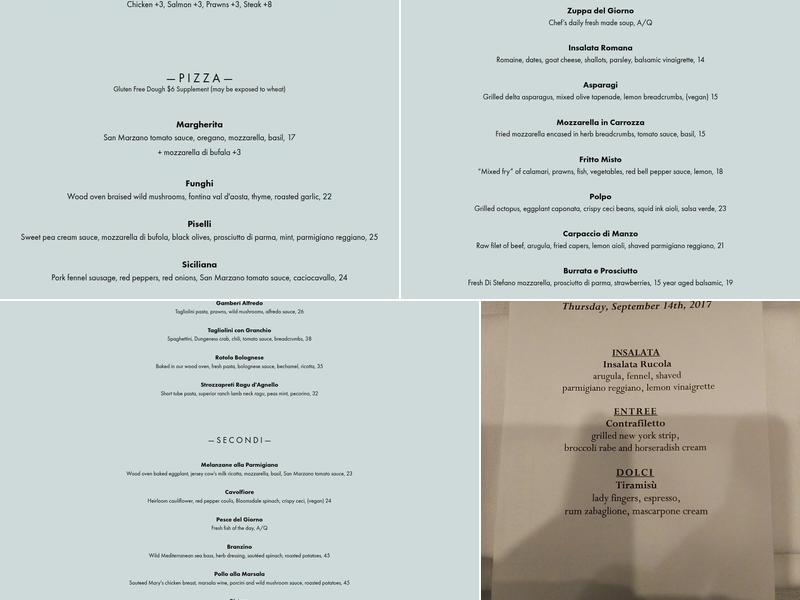 Palio Menu