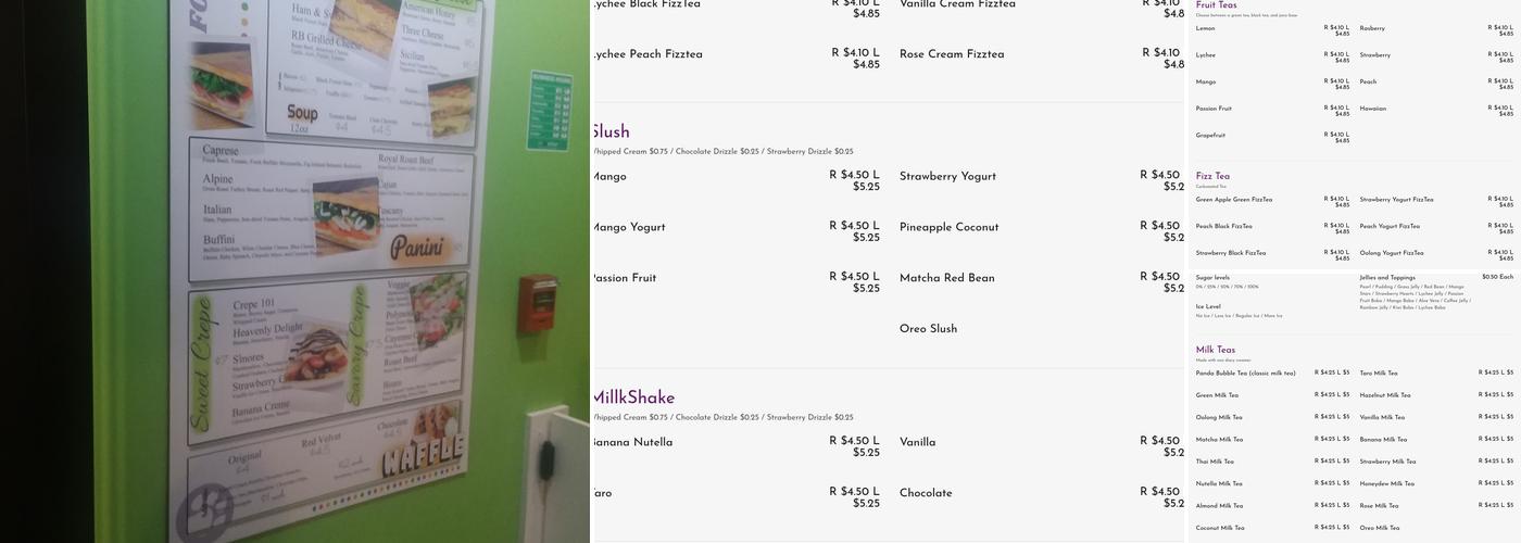 Panda Bubble Tea Menu