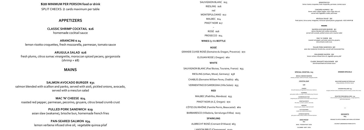 Pangea Menu