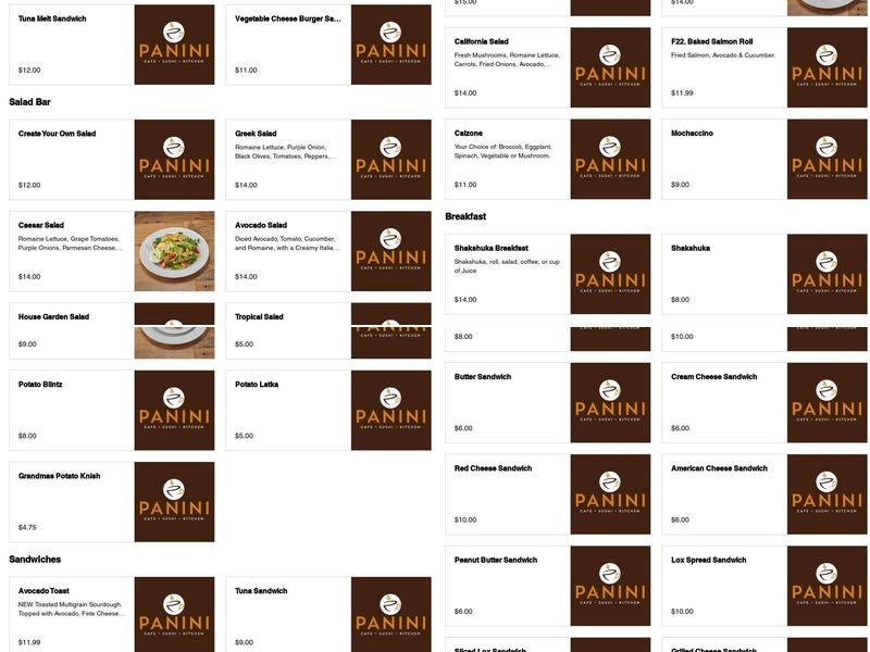 Panini La Cafe Menu