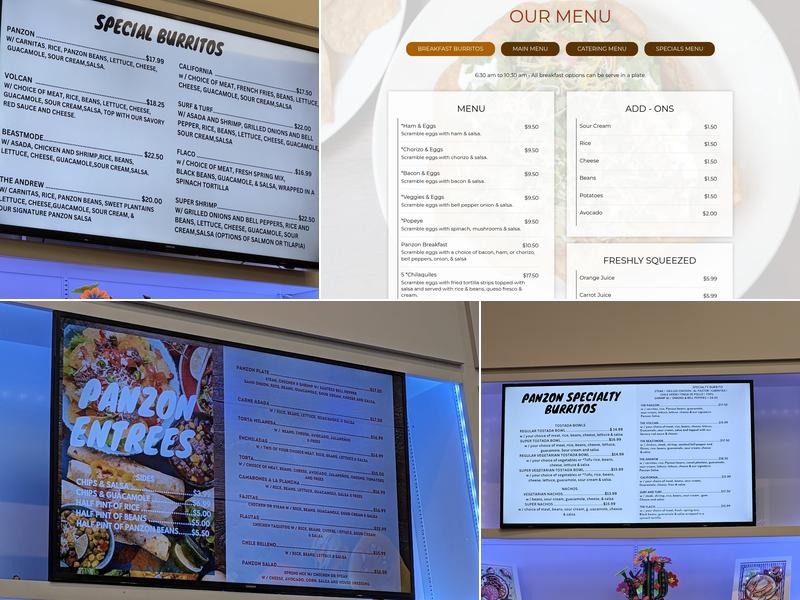 Panzón Menu