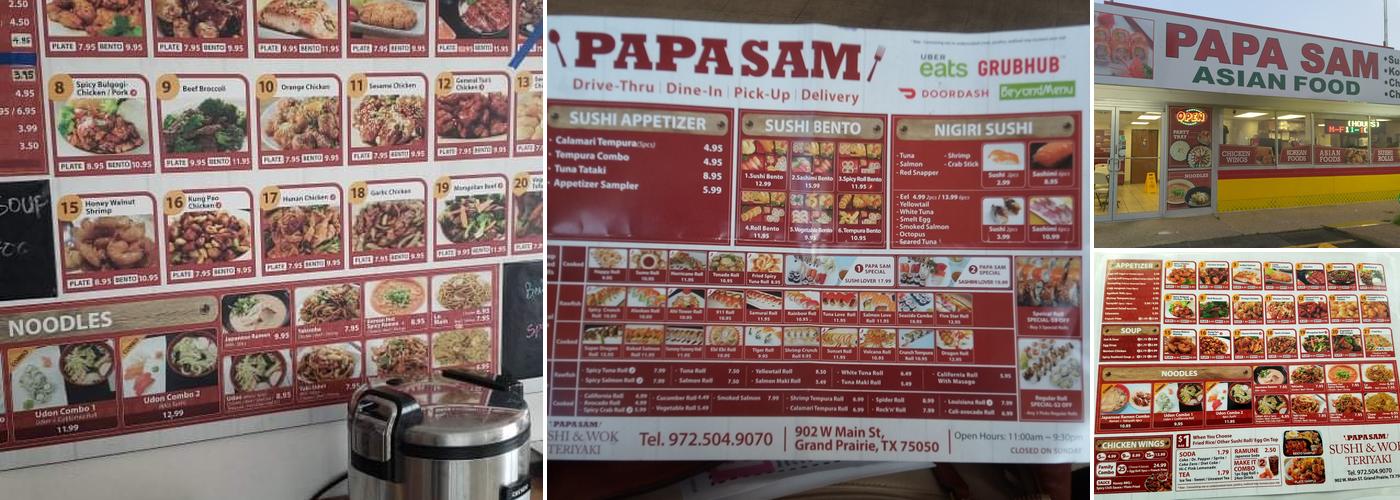 Papa Sam Menu