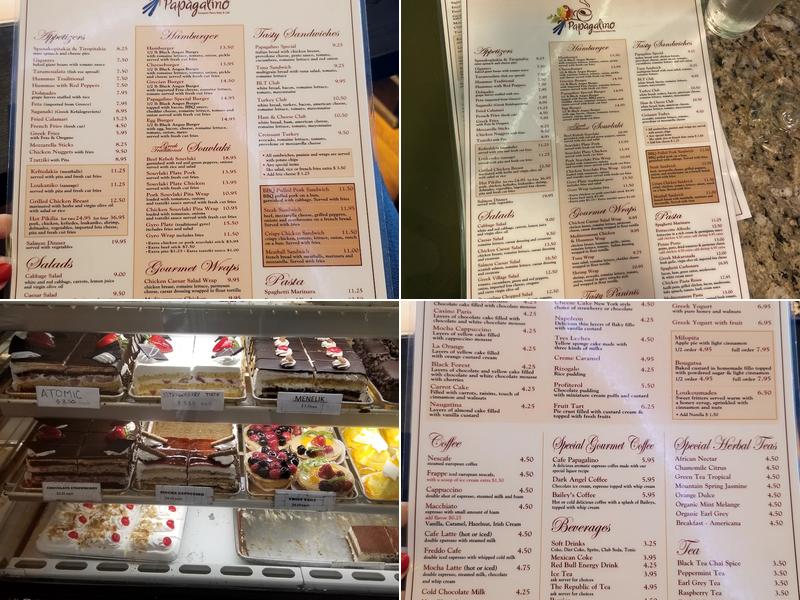 Papagalino's Cafe Menu
