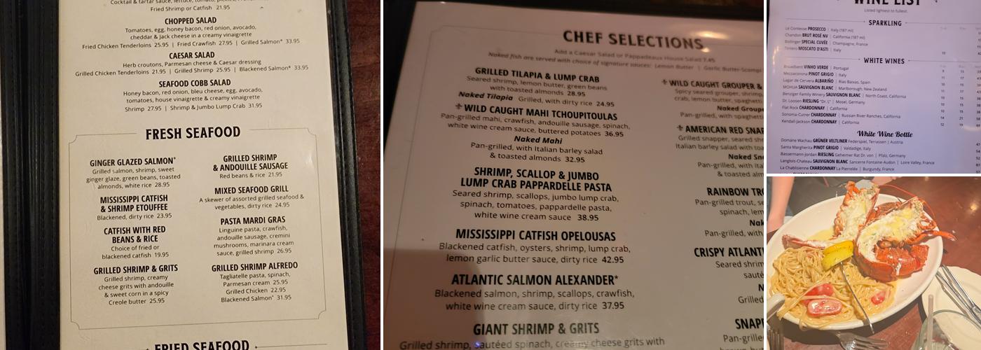 Pappadeaux Seafood Kitchen Menu