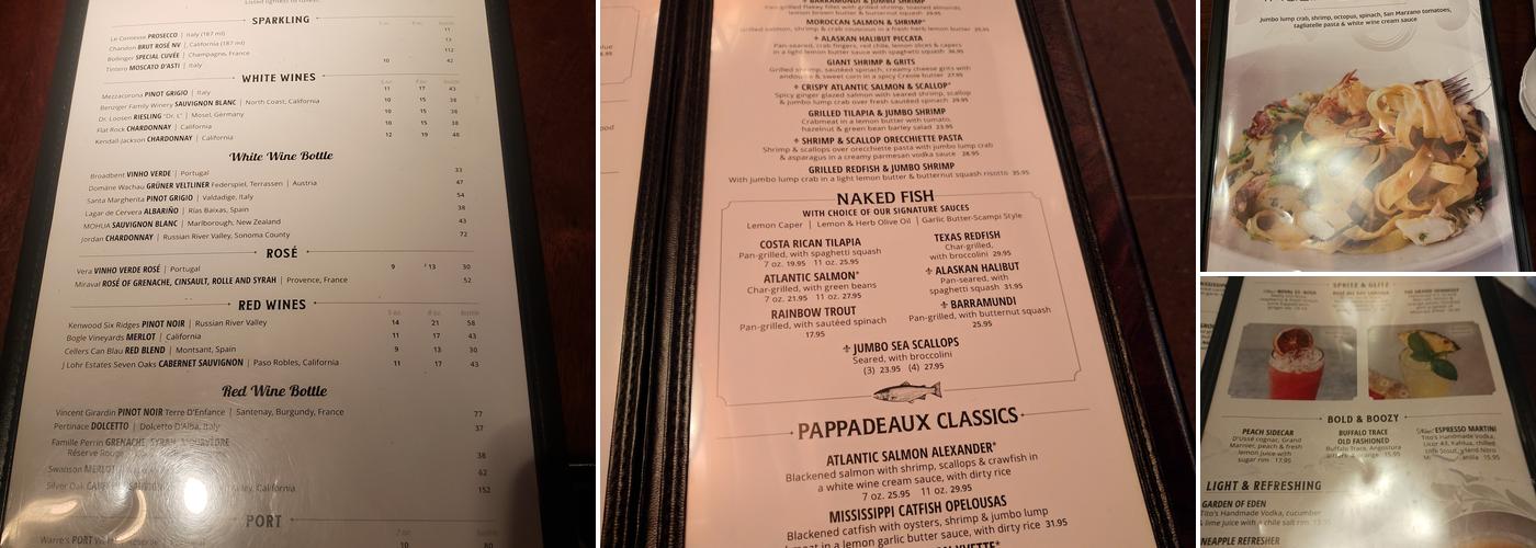 Pappadeaux Seafood Kitchen Menu