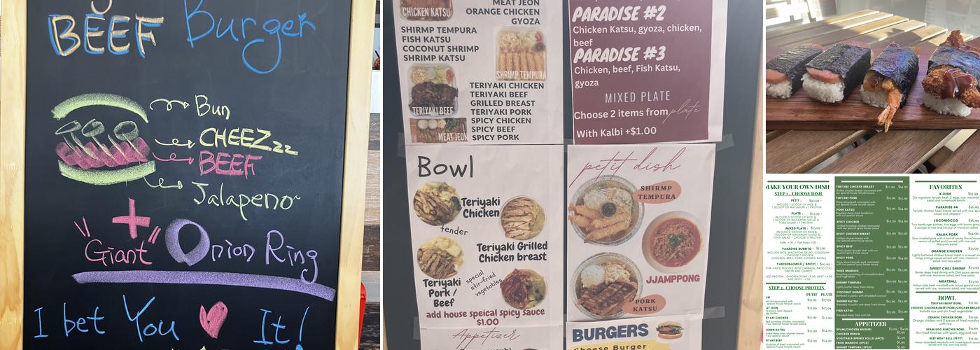 Paradise Hawaiian Barbeque Menu