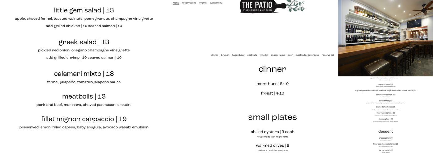 The Patio Menu