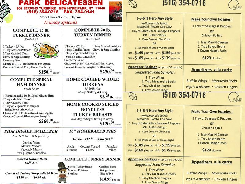 Park Delicatessen Menu