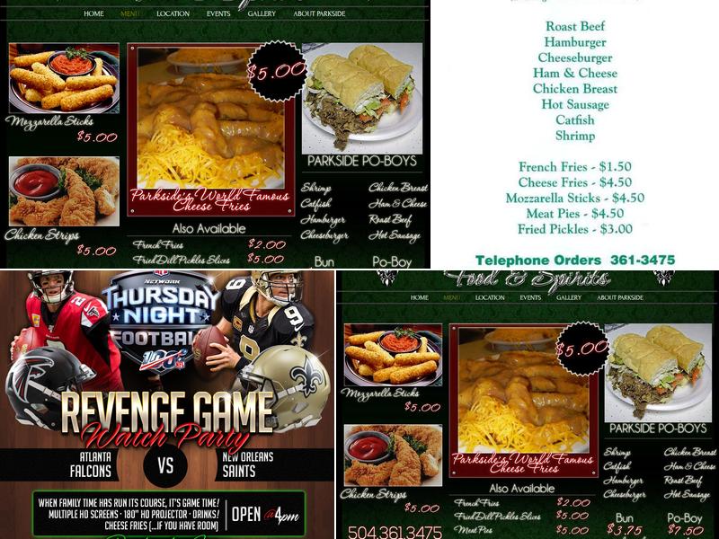 Parkside Cafe Menu
