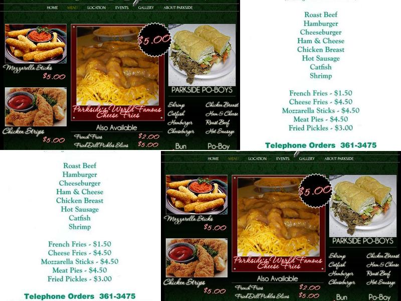 Parkside Cafe Menu