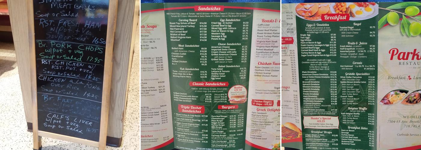 Parkway Menu