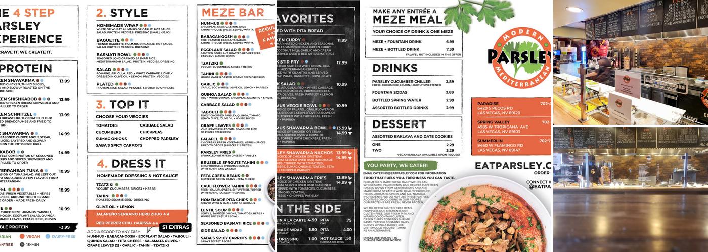 Parsley Modern Mediterranean Menu