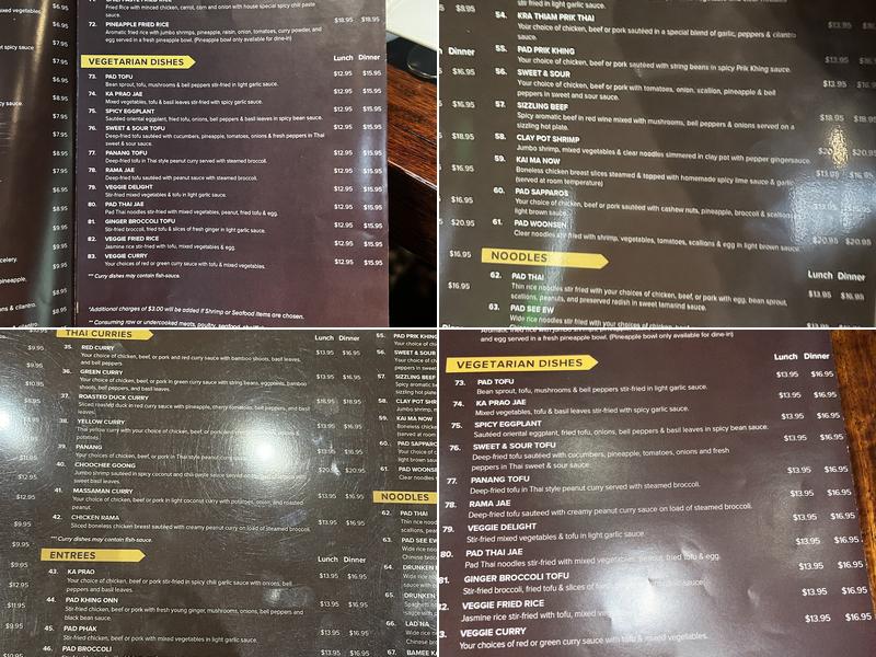 Pasara Thai Menu
