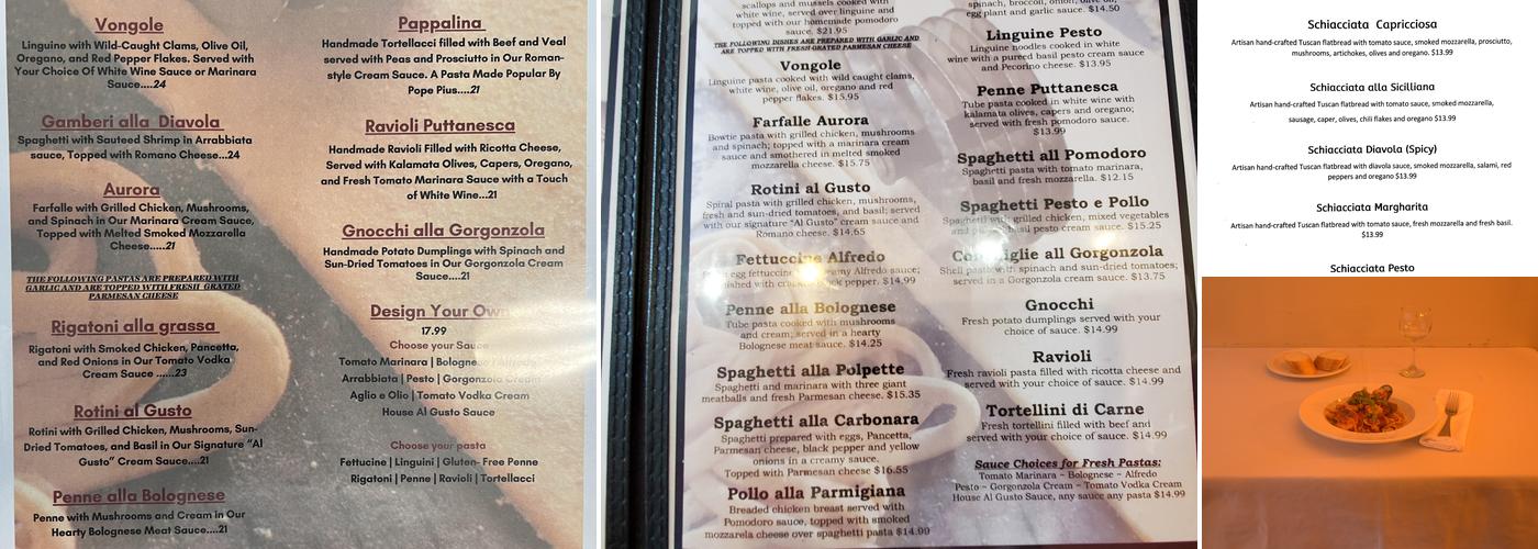 Pasta Al Gusto Menu
