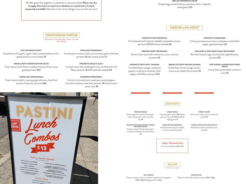 Pastini Menu