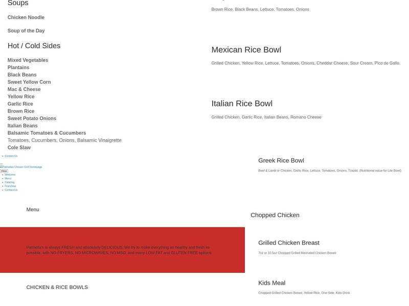 Patinella's Chicken Grill Menu