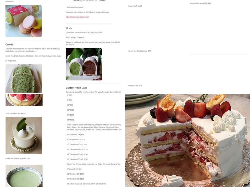 Patisserie Tomoko Menu