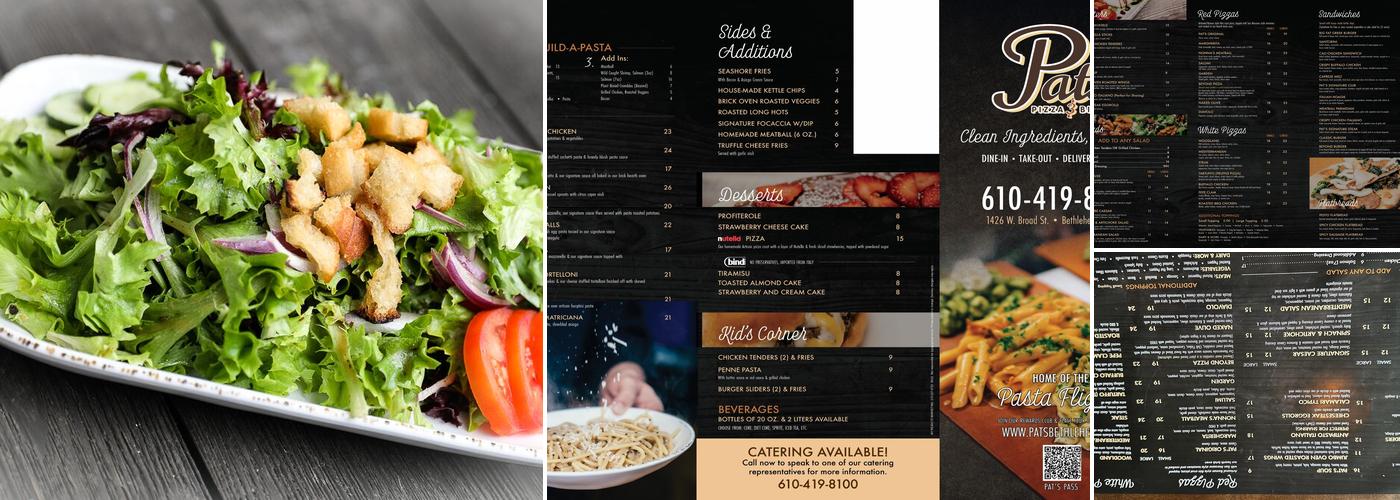 Pats Pizza & Bistro Bethlehem Menu