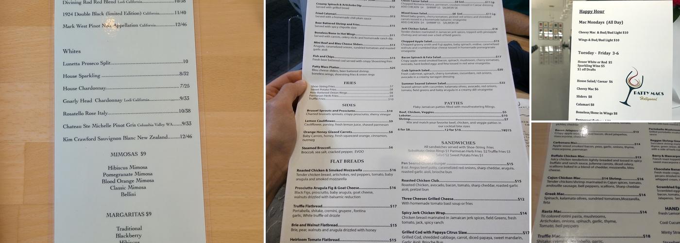 Patty Macs Menu