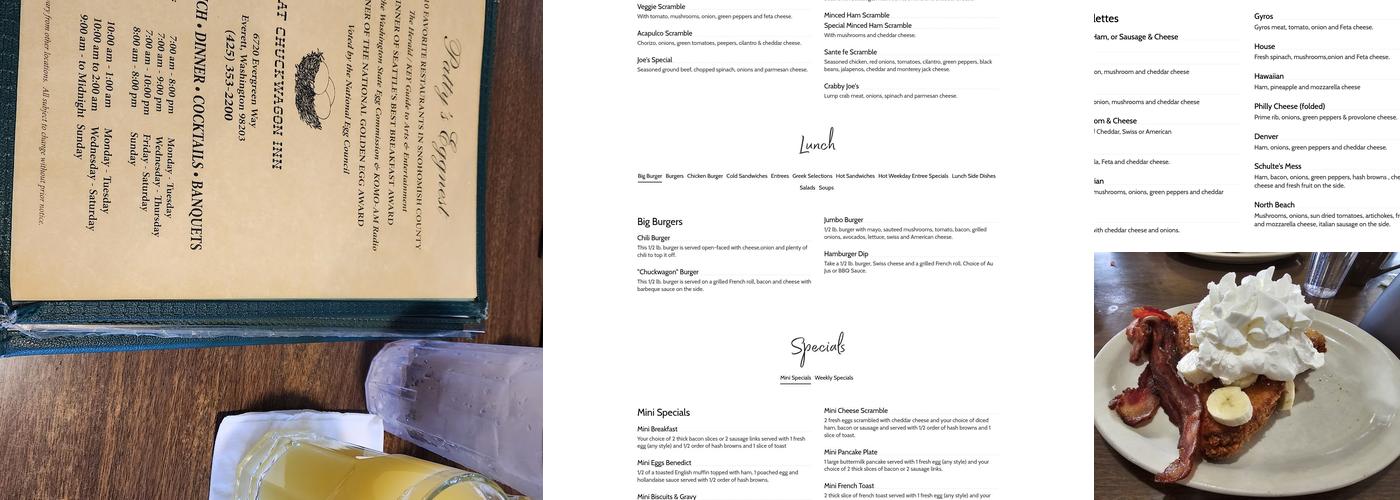 Patty's Eggnest Menu