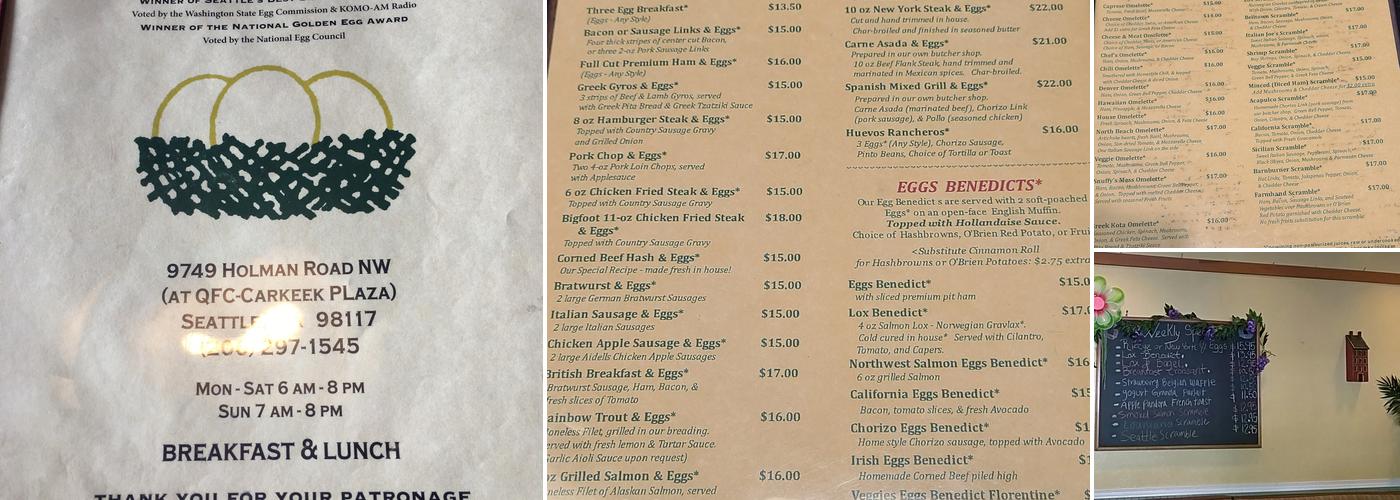 Patty's Eggnest Menu