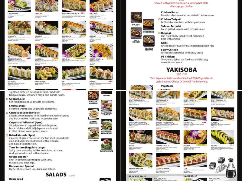 PB Sushi Menu