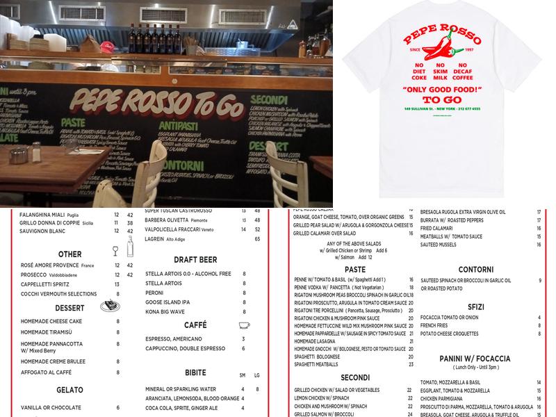 Pepe Rosso Menu