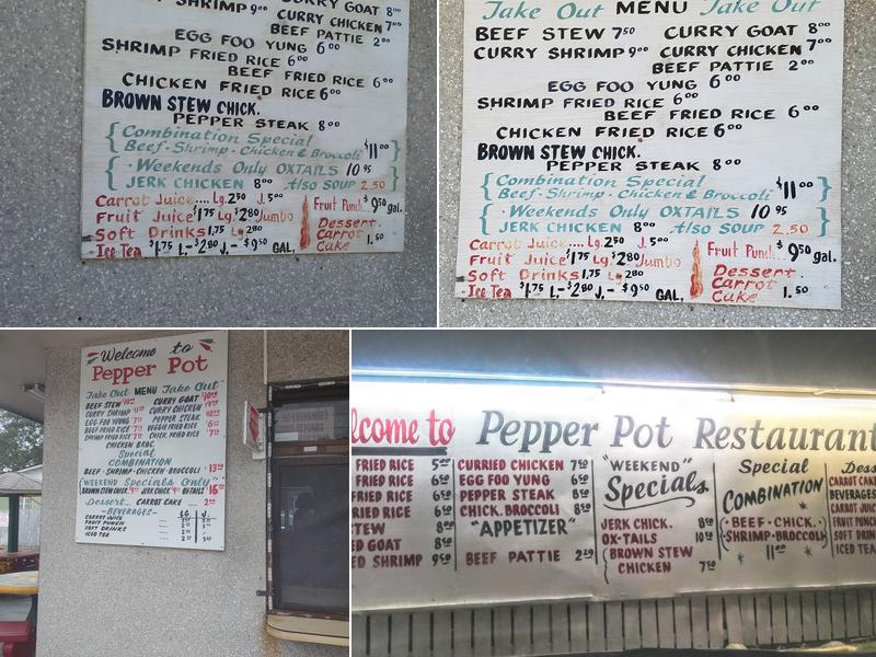 Pepper Pot Restaurant Menu