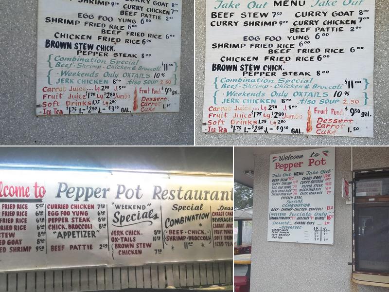 Pepper Pot Restaurant Menu
